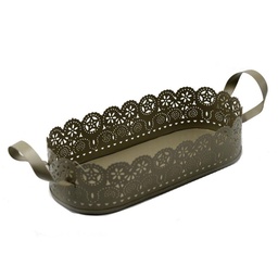 [S-V70184700TO] Vassoio ovale in metallo tortora cm39x14h6/6.5