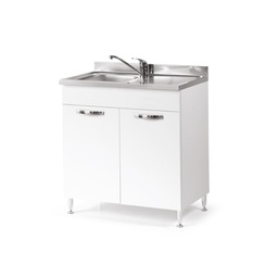 [S-A10465] Sottolavello per cucina Bianco Frassinato 2 ante Cm 80x50xH 85