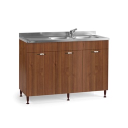 [S-A10462] Sottolavello da cucina 3 ante noce antico reversibile Cm 120x50xH 85