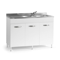 [S-SK-U8BS-6URI] Sottolavello per cucina  3 ante Bianco reversibile Cm 120x50xH 85
