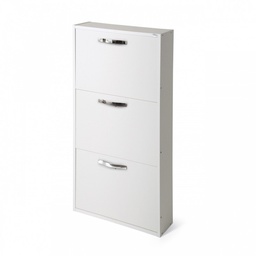 [S-A10363] Scarpiera Slim Bianco Frassinato in legno nobilitato 3 ribalte cm 108x65x15