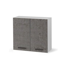 [S-A17629] Pensile scolapiatti per cucina grigio cemento con 2 ante Cm 80x32xH 72
