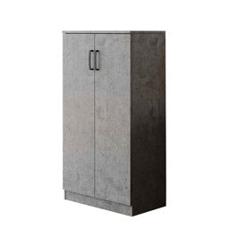 [S-A17173] Armadio scarpiera multiuso grigio cemento legno nobilitato 2 ante h130x71x38