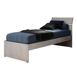 [S-A18331] Letto singolo per camera colore grigio cemento cm 200x85xH 98