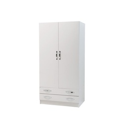 [S-A10011] Armadio 2 ante con cassettiera  Bianco Frassinato Cm 91x52xH 210