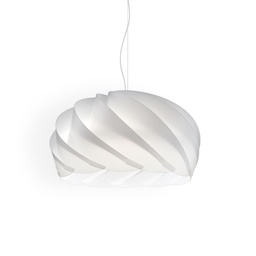 [S-H-GL/S/55/W] Sospensione Bianco in Metallo Cromato Cm. 55 x 35h