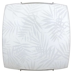 [S-VANESSA/30] Plafoniera in vetro lastra bianco con foglie ganci cromo 30x10xh.30 cm