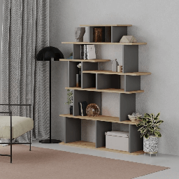 [S-EFFEZ96996] Libreria design Apollon rovere e antracite EFFEZ