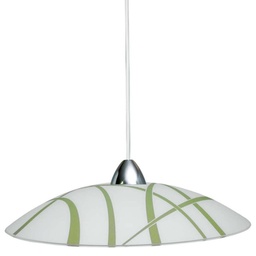 [S-DARIO/S VE] Sospensione in lastra di vetro bianco verde cromo diam.50xh.18 cm