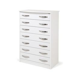 [SA-AZ25833] Cassettone Bianco Frassinato in Legno Nobilitato con 5 Cassetti H.127x76x41 cm