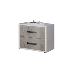 [SA-A18327] Comodino Grigio Cemento 2 Cassetti in Legno Nobilitato 36x52xh 43