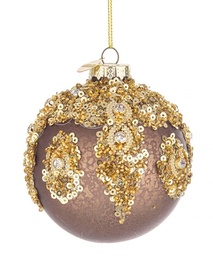 [SA-B0937757] Sfera Vetro Melissa Marrone-Oro D80