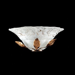 [SA-BL175-AP1-BR] Applique in ferro marrone oro con paralume in vetro bianco 33x16x h14 cm