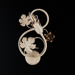 [SA-BL169-AP1-AV] Applique in ferro Avorio con decorazioni decape e rose Oro 21x h30 cm