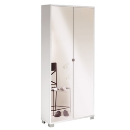 [SA-A747BFSPK] Armadio Multiuso Slim Due Ante a Specchio Otto Ripiani Bianco Cenere 83x29x h190 cm