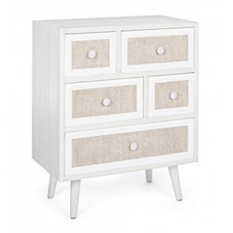[SA-B0744880] Cassettiera 5 cassetti stile rustico bianco antico 72.5h cm