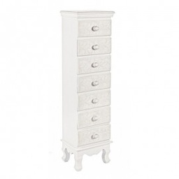 [SA-B0744524] Cassettiera da camera in MDF sette cassetti Bianca 29x23x h112,5 cm