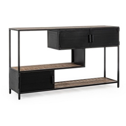[SA-B0746438] Consolle Industriale con 3 Ante e 3 Ripiani - Dimensioni: 140x35x82 cm