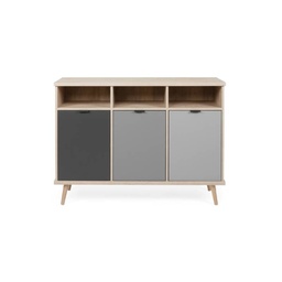 [SA-FZ92777] Credenza Tre Vani Sonoma Grigio Piedini Rialzati 120x40x88 cm