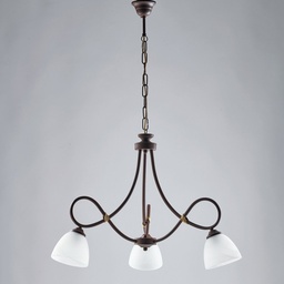 [SA-BL217-3-RG] Lampadario in ferro Nero ruggine tre luci bianchi 58x h52 cm