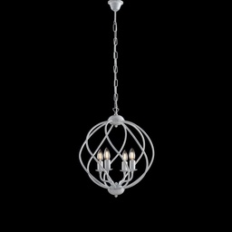 [SA-BL187-4-BA] Lampadario sospensione ferro Bianco Argento 4 luci 43x h50 cm