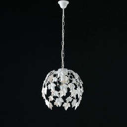 [SA-BL50-1-BCO] Lampadario in ferro shabby bianco con strass, una luce, 30x37 cm