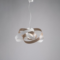 [SA-BL156-1-BT] Lampadario sospensione moderno in ferro Bianco e Tortora, una luce, 54x25 cm