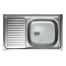 [30733] Lavello cucina vasca con gocciolatoio a sinistra in acciaio da appoggio 50x90 cm