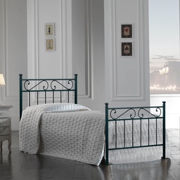 [SA-TEVEPEDI0851D1] Letto in ferro singolo con pediera Nero TEVERE 92x208x h117 cm