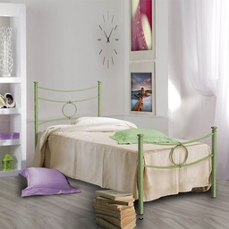 [SA-CONCAPED0851D7] Letto in ferro singolo con pediera verde CONCA 92x208x h117 cm