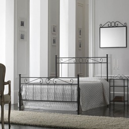 [SA-TEVEPEDI1201D1] Letto in ferro una piazza e mezza con pediera Nero TEVERE 126x208x h117 cm