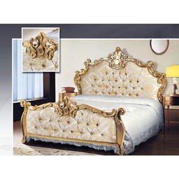 [SA-A109PWP] Letto Matrimoniale Barocco in Tessuto Damascato 172x212xh.165 cm