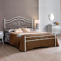 [SA-F215WP] Letto matrimoniale in ferro battuto bianco opaco 170x200xH.138 cm