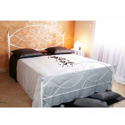 [94768] Letto matrimoniale in ferro battuto Bianco Argento NARCISO 170x202x h131,5 cm