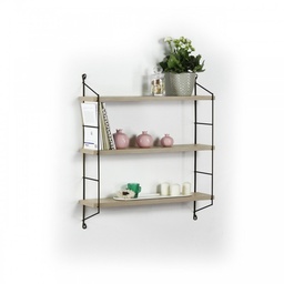 [SA-FZ93765] Libreria a muro 3 ripiani rovere/nero 60x15x68 cm