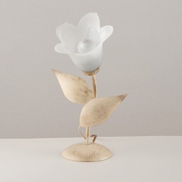 [SA-BL155-LT-AV] Lumetto in Ferro Avorio Oro con Vetro Alabastro Bianco 19x h36 cm