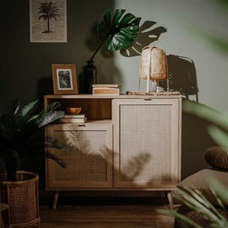 [SA-FZ95011] Madia con ante effetto vimini e vano a giorno BALI 101x40x h87 cm