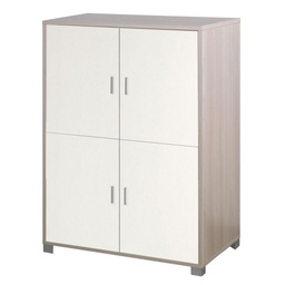 [SA-A734OLBFK] Mobiletto con 4 ante e ripiani per ufficio Olmo Bianco 107x41x162 cm