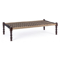 [SA-B0720029] Panca etnica in legno nero 176x86x46 cm