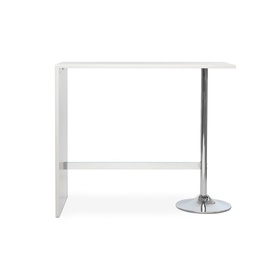 [SA-FZ86382] Tavolo penisola rettangolare bianco lucido con gamba cromata 120x60xh.105 cm