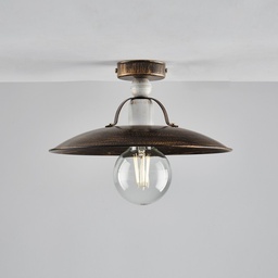 [SA-BL234-PL1-BR] Plafoniera in Ferro Marrone Oro Bianco 30x h14 cm - Lampada Industriale