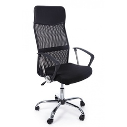 [SA-B5710197] Poltrona da ufficio in ecopelle Dakar con braccioli nero - Dimensioni: 48x49x114/124 cm