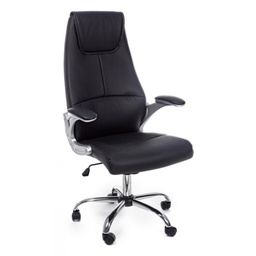 [SA-B5710225] Poltrona direzionale da ufficio in ecopelle nero Camberra con braccioli - Dimensioni: 55x61x118/128 cm