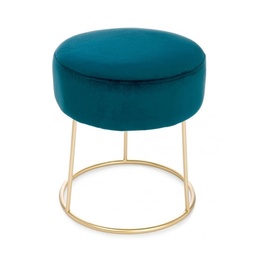 [SA-B0720883] Pouf in velluto blu, diametro 35x h40 cm
