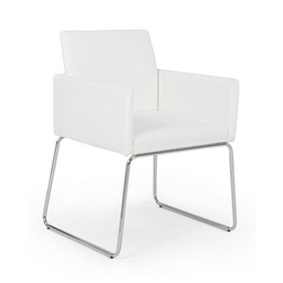 [SA-B0733218] Sedia con braccioli in similpelle Bianco SIXTY 60x54x h80,5 cm