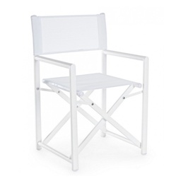 [SA-B0662083] Sedia regista bianco pieghevole per giardino e casa - Dimensioni: 48 x 56 x 86h