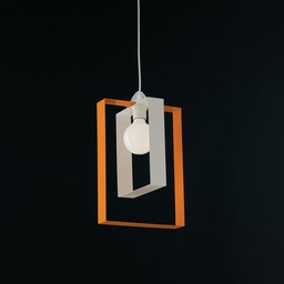 [SA-BL150-1-BAR] Lampadario sospensione moderno in ferro bianco arancio 25xh.40 cm