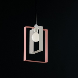 [SA-BL150-1-BR] Lampadario Sospensione Moderna in Ferro Bianco Rosa 25xh40 cm