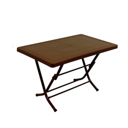 [94863] Tavolo pieghevole per esterno in polipropilene e acciaio marrone 120x70x h74 cm