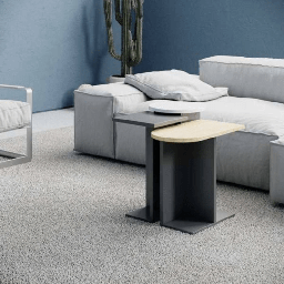 [SA-FZ99380] Tris tavolino da salotto Mund antracite rovere e bianco - Set di 3 tavolini con diverse forme e dimensioni